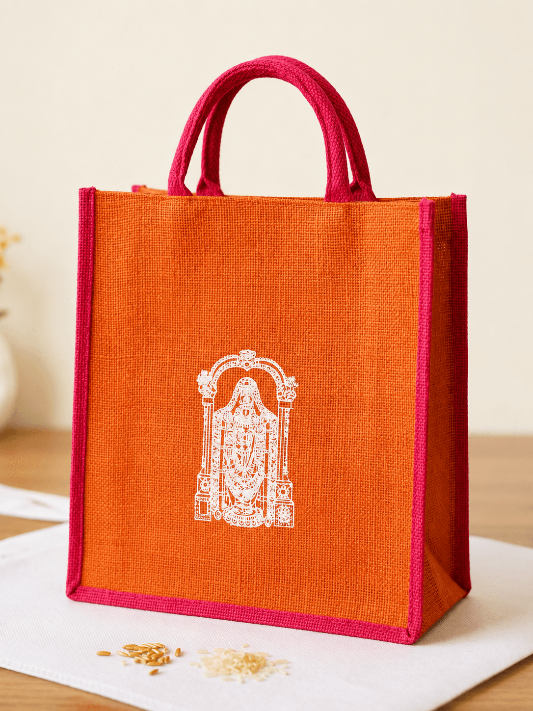 Premium Lord Venkateswara Printed Jute Bag